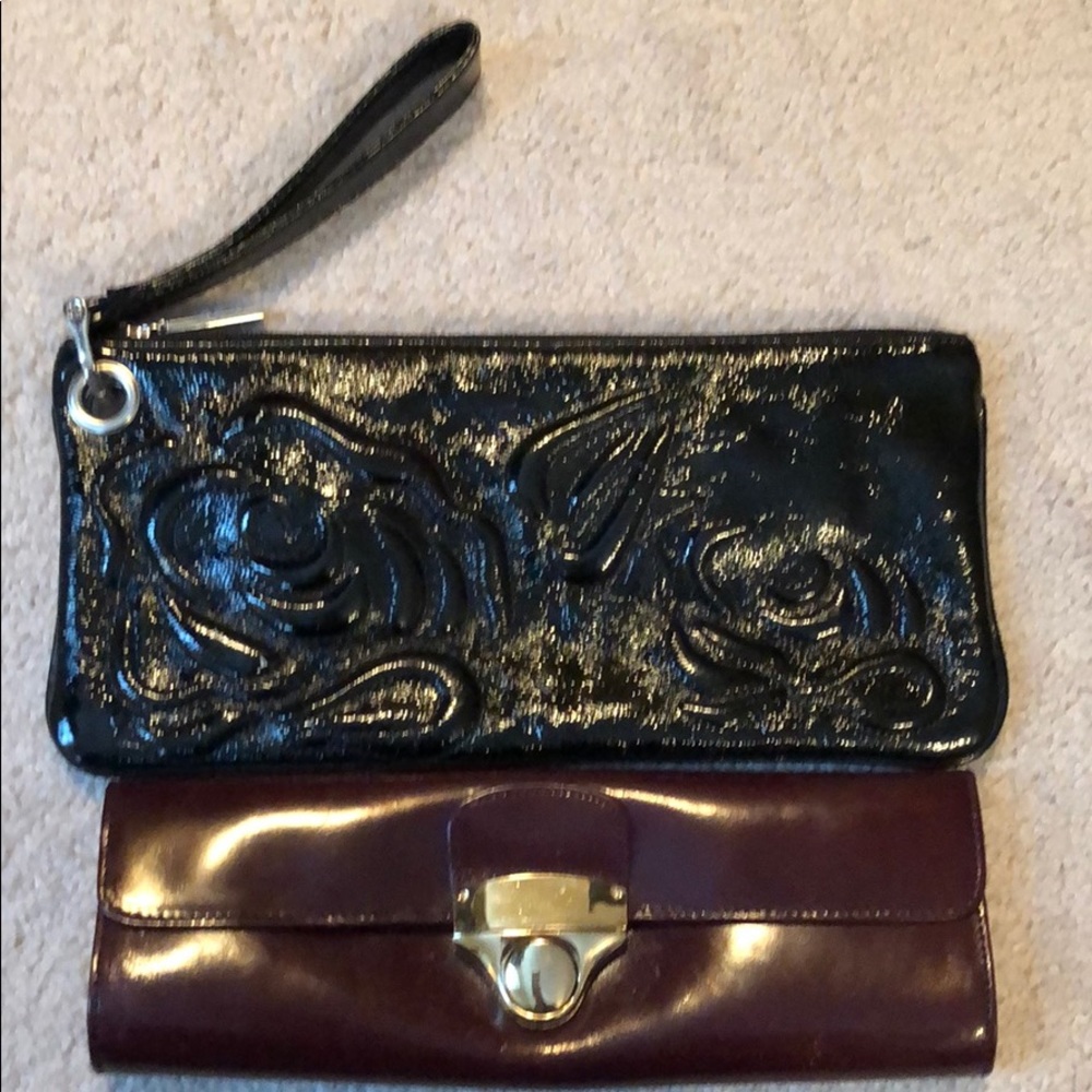 2 HOBO bags: 1 black wristlet 1 plum hand clutch